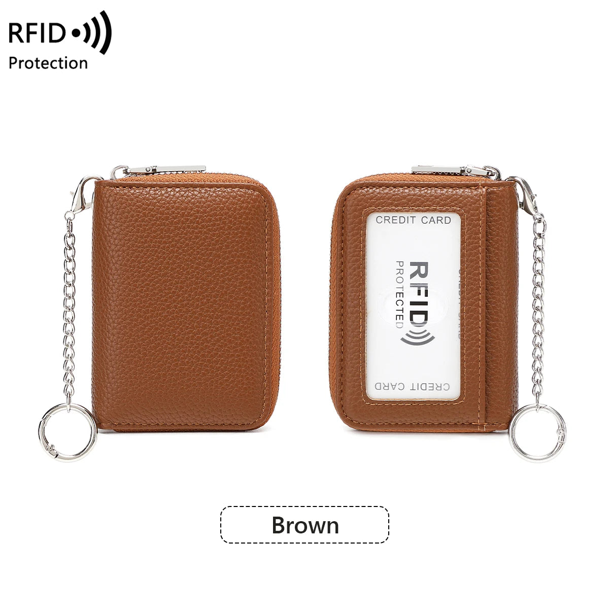 RFID Blocking Women's Accordion Card Holder Wallet with Key Ring