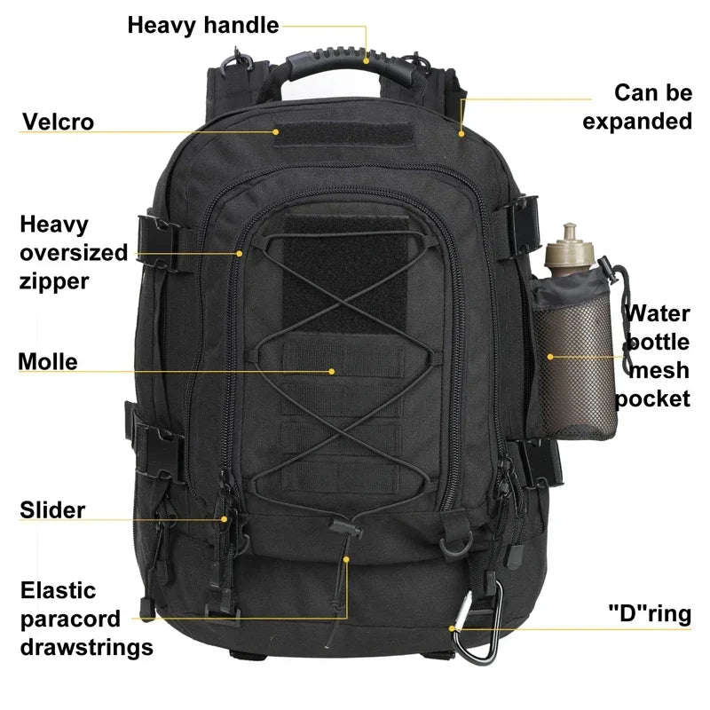 60L Tactical Backpack – Extra Large Military Hiking Pack for Men & Women