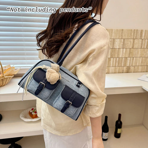 Women's Shoulder Bag – Large Capacity Denim Pillow Bag for Work & Commuting