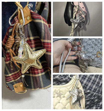 Star Charm Keychain with Balloon Dog & Braided Rope Bag Accessory