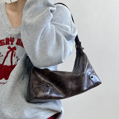 Y2K Retro PU Leather Underarm Bag – Vintage Shoulder Bag for Women