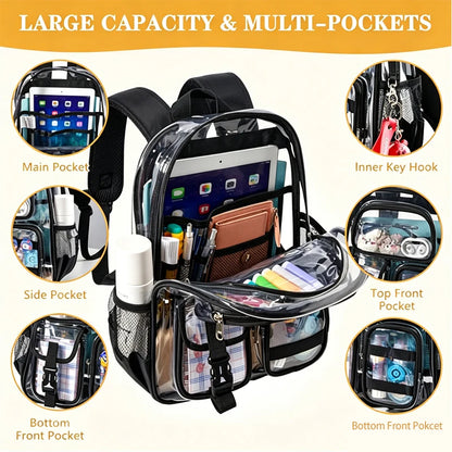 Clear Backpack with Pouch – Waterproof Transparent Stadium Bag