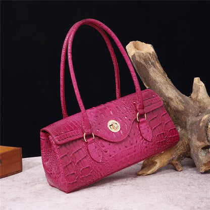 Crocodile Pattern PU Leather Shoulder Handbag for Women