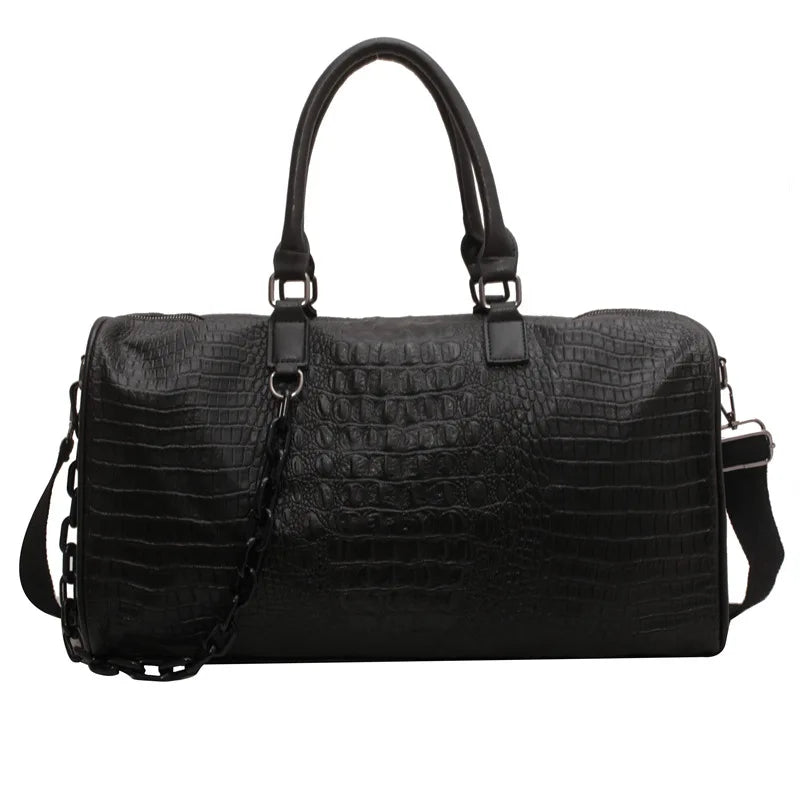 Crocodile Pattern PU Leather Travel Duffle Bag for Women