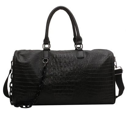 Crocodile Pattern PU Leather Travel Duffle Bag for Women