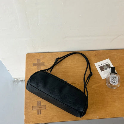 Lychee Texture Shoulder Bag – Korean Minimalist Underarm Bag for Women