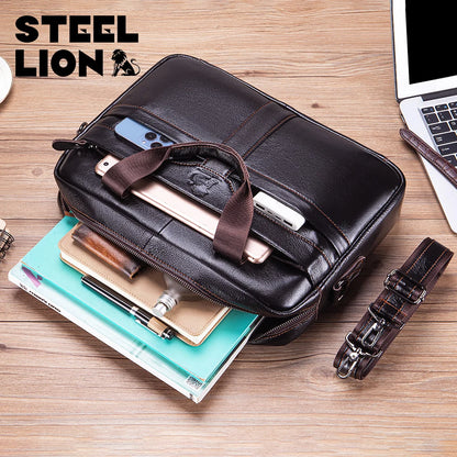 Steel Lion Men's Genuine Leather Briefcase & Laptop Bag