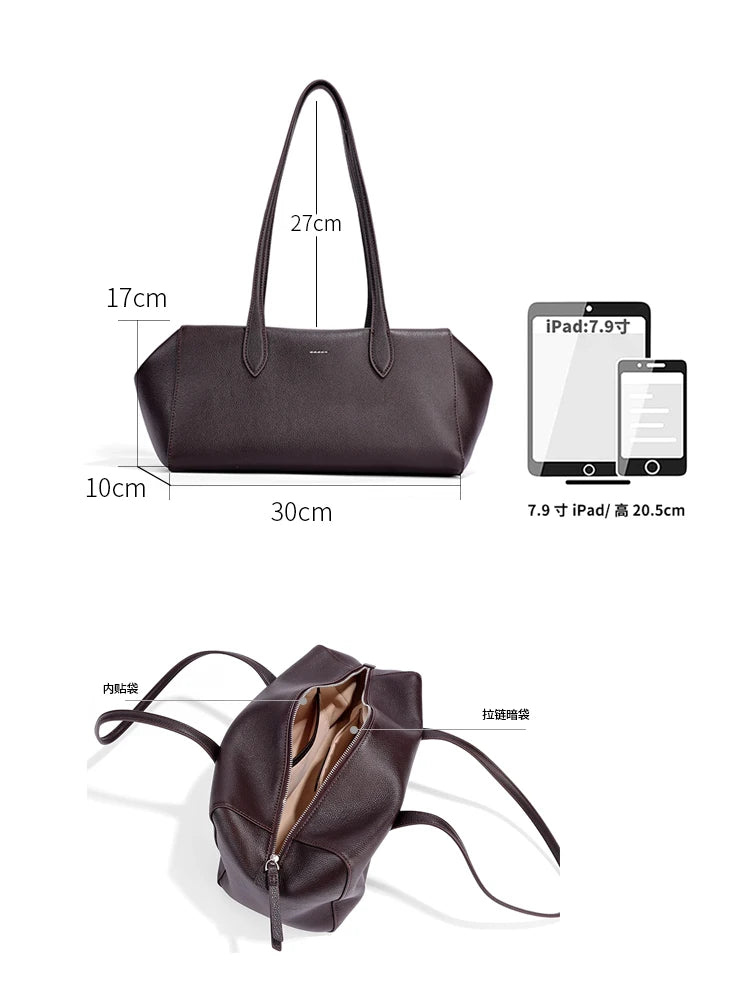 Genuine Leather Underarm Bag – Women's Top Grain Shoulder Bag