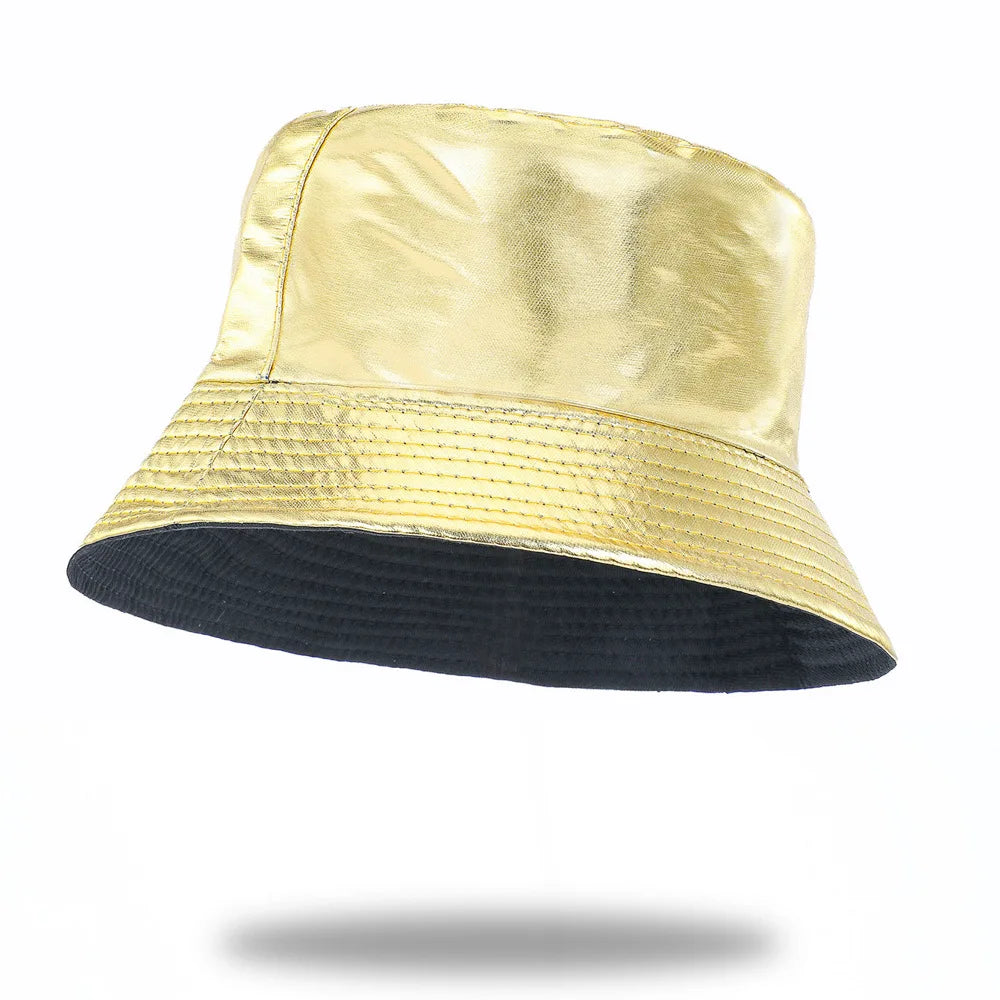 Reversible Faux Leather Bucket Hat for Women – Waterproof PU