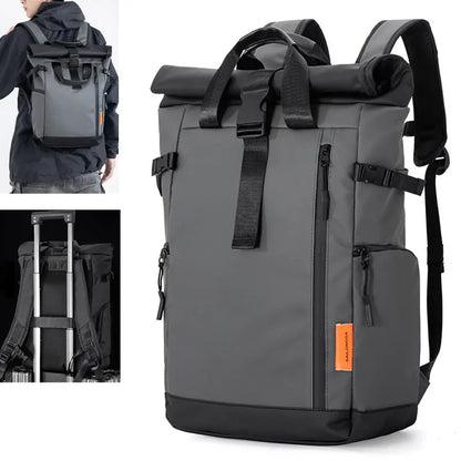 Men's Waterproof Roll-Top Travel Backpack 16" Laptop Bag