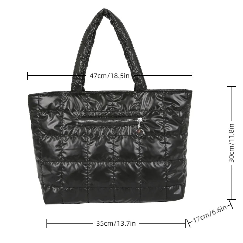 Quilted Puffer Tote Bag – Large Capacity Women's Shoulder Bag