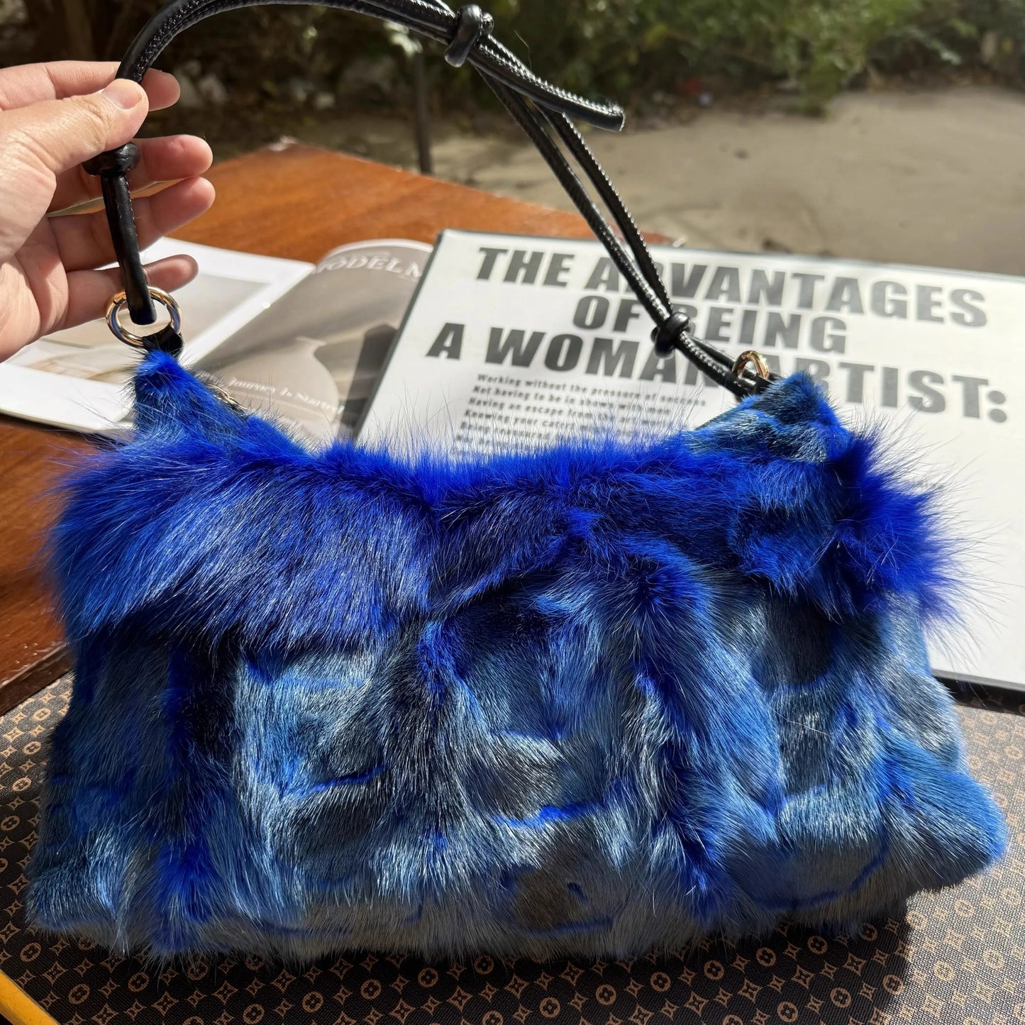 Mew Real Mink Fur Natural Cloud Winter Thick Bag Single Shoulder Women Fluffy Evening Ladies - Thick