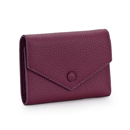 Genuine Leather Trifold Wallet for Women – Slim Cowhide Card Holder