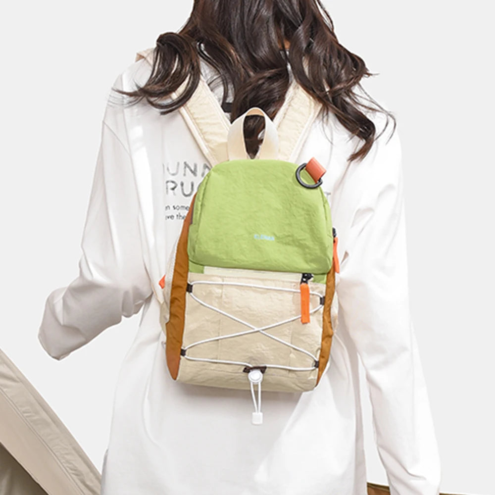 Color Block Mini Nylon Backpack – Lightweight Hiking & Daily Bag