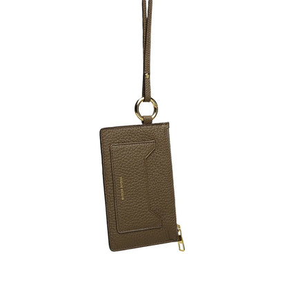 Leather ID Card Holder with Lanyard, Slim Badge Holder Wallet