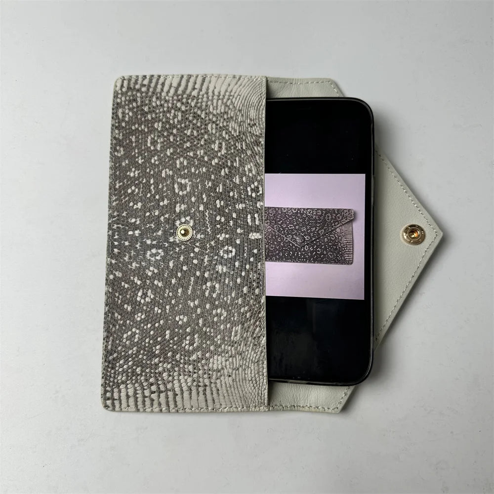 Lizard Leather Women's Envelope Clutch – Genuine Exotic Card Wallet