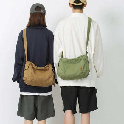 Female Canvas Fabric Hobo Soft Slouchy Shoulder Bag Y2k Student Leisure Medium Size School Book