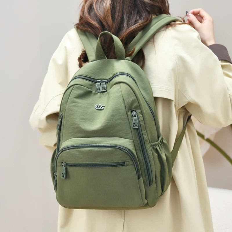 Lightweight Nylon Backpack for Women – Multi-Pocket Purse
