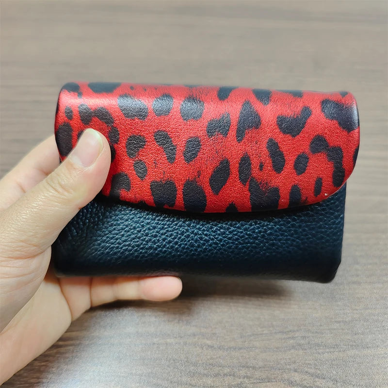 Leopard Print Leather Wallet for Women – Short Organizer Purse