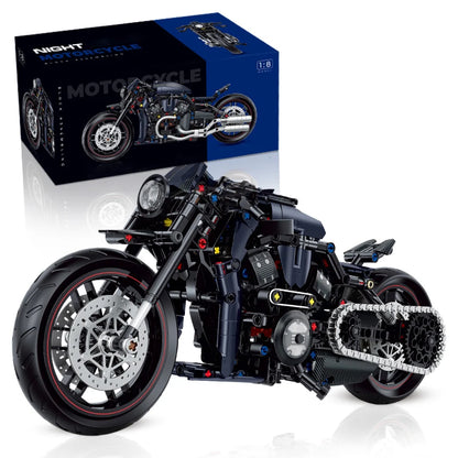 MOC Night Racer Chopper Motorcycle Building Blocks Set – 1:8 Scale, 562 Pieces