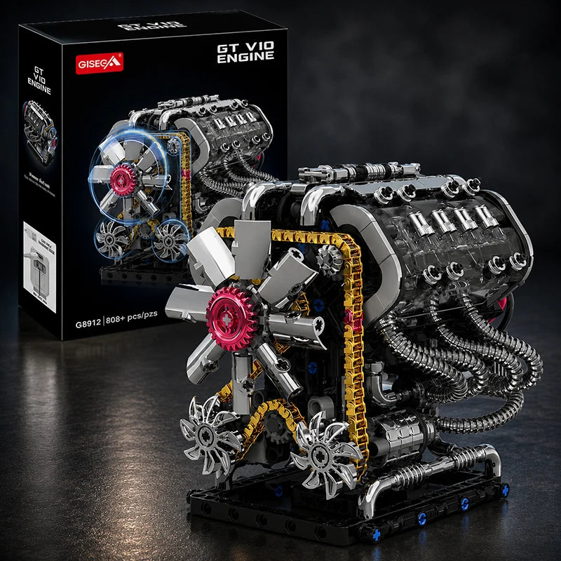 V10 Engine Building Blocks Set – 808 Pcs Motorized MOC Model