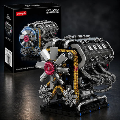 V10 Engine Building Blocks Set – 808 Pcs Motorized MOC Model