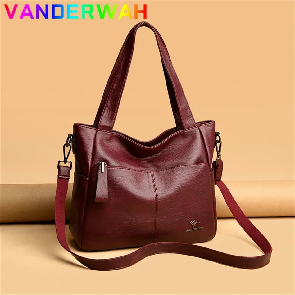 Women's Leather Tote Bag – Luxury Top Handle Shoulder Bag