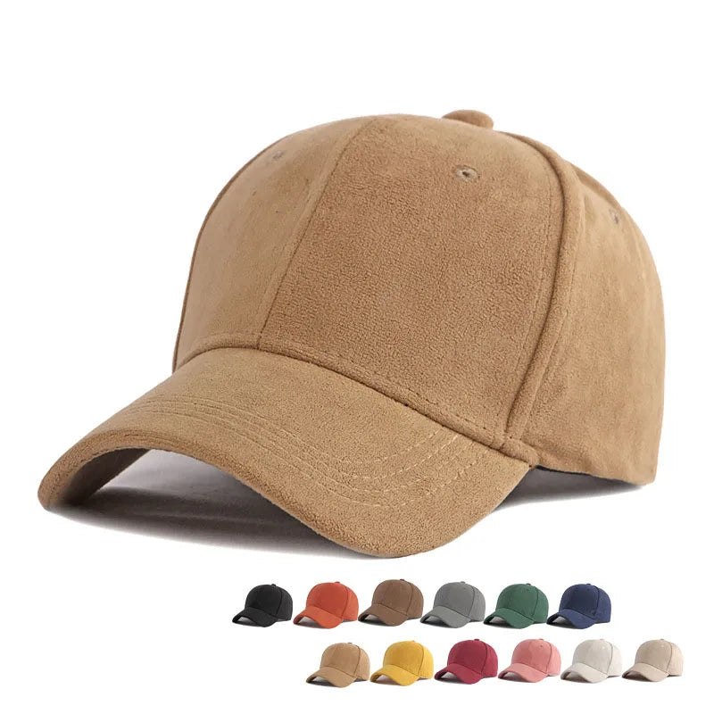 Suede Baseball Cap – Retro Snapback Hat for Men & Women