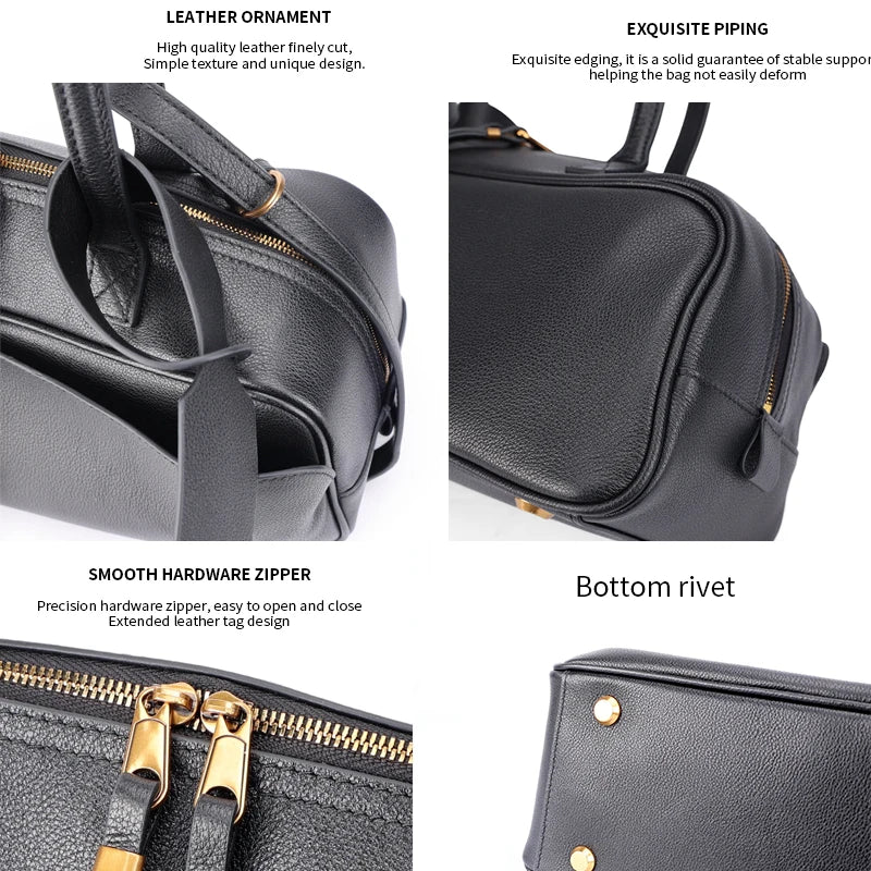 Genuine Leather Tote Bag – Large Capacity Cowhide Shoulder Bag for Women