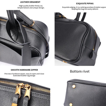 Genuine Leather Tote Bag – Large Capacity Cowhide Shoulder Bag for Women
