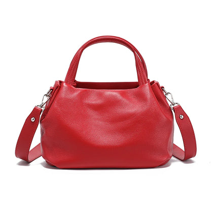 Genuine Cowhide Leather Bucket Tote Bag for Women – Large Capacity
