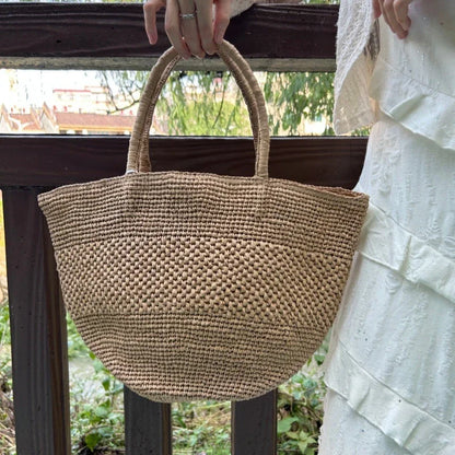 Straw Woven Tote Bag – Women's Large Capacity Beach Basket Bag