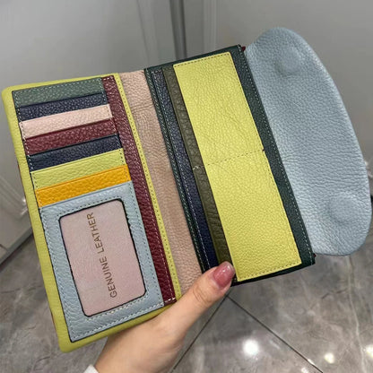 Genuine Leather Long Clutch Wallet for Women – Rainbow Interior