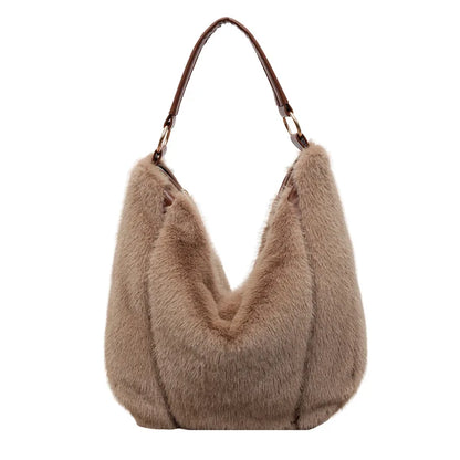Autumn Winter Fluffy Tote Bag Korean Underarm Large Capacity Foreign Commuter Shoulder Women S