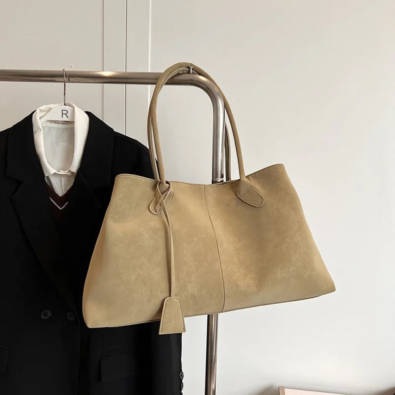 Suede Tote Bag – Large Capacity Korean Style Shoulder Handbag