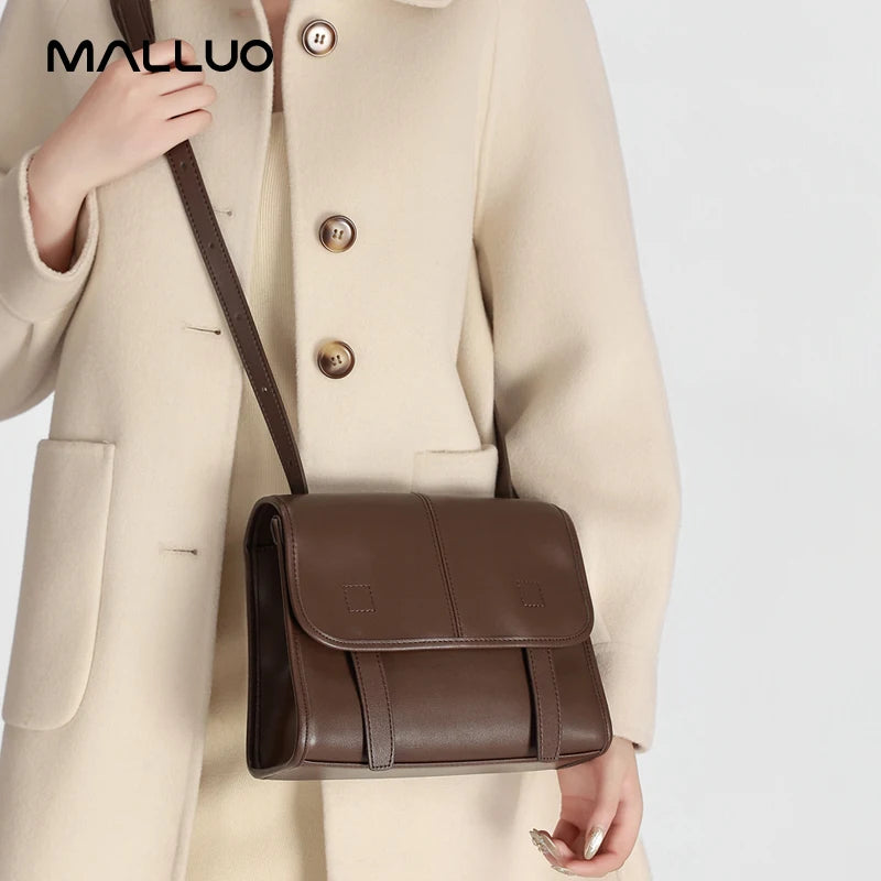 Women's Genuine Leather Crossbody Bag – Multi-Pocket Shoulder Messenger