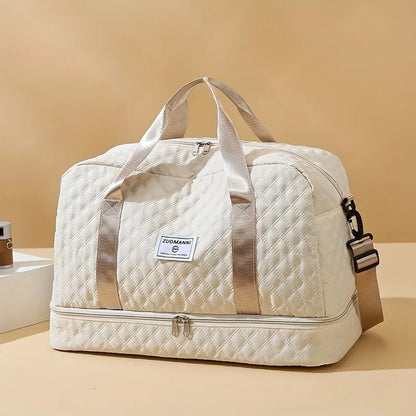 Large Capacity Nylon Travel Duffel Bag with Shoe Compartment
