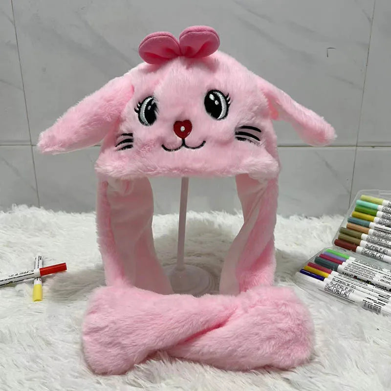 Cute Animal Ear Moving Plush Hat – Kids Cartoon Headband