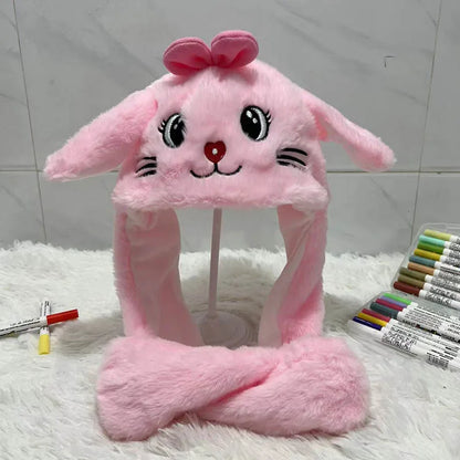 Cute Animal Ear Moving Plush Hat – Kids Cartoon Headband