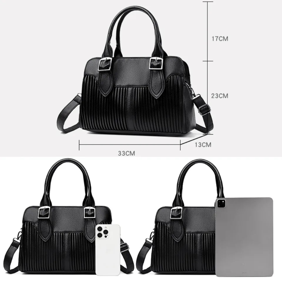 Large Capacity Soft Leather Women's Tote Bag – 3-Layer Luxury Handbag