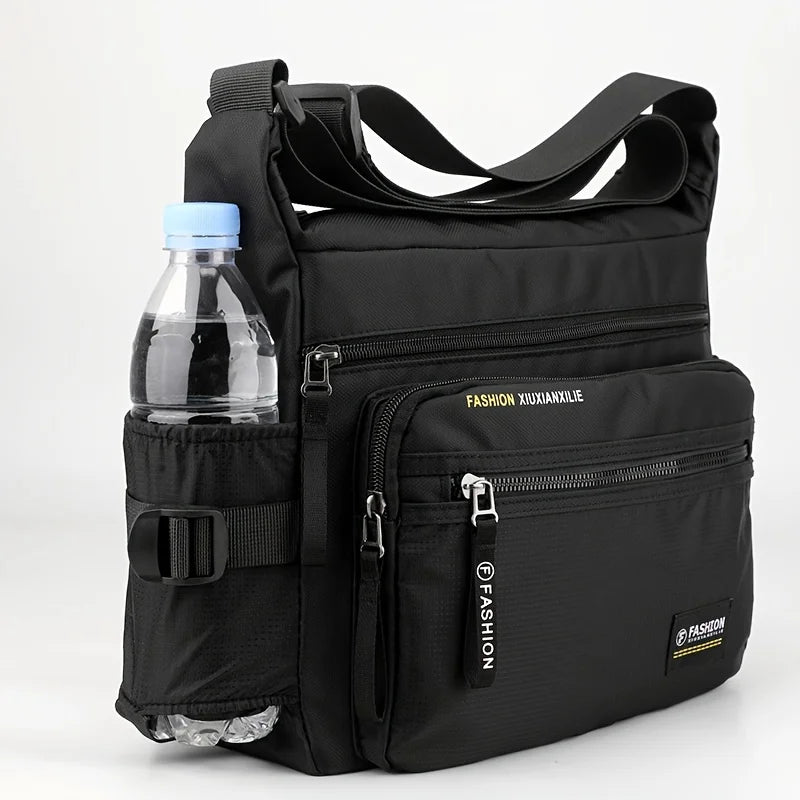 Waterproof Nylon Men's Crossbody Shoulder Bag – Multi-Pocket