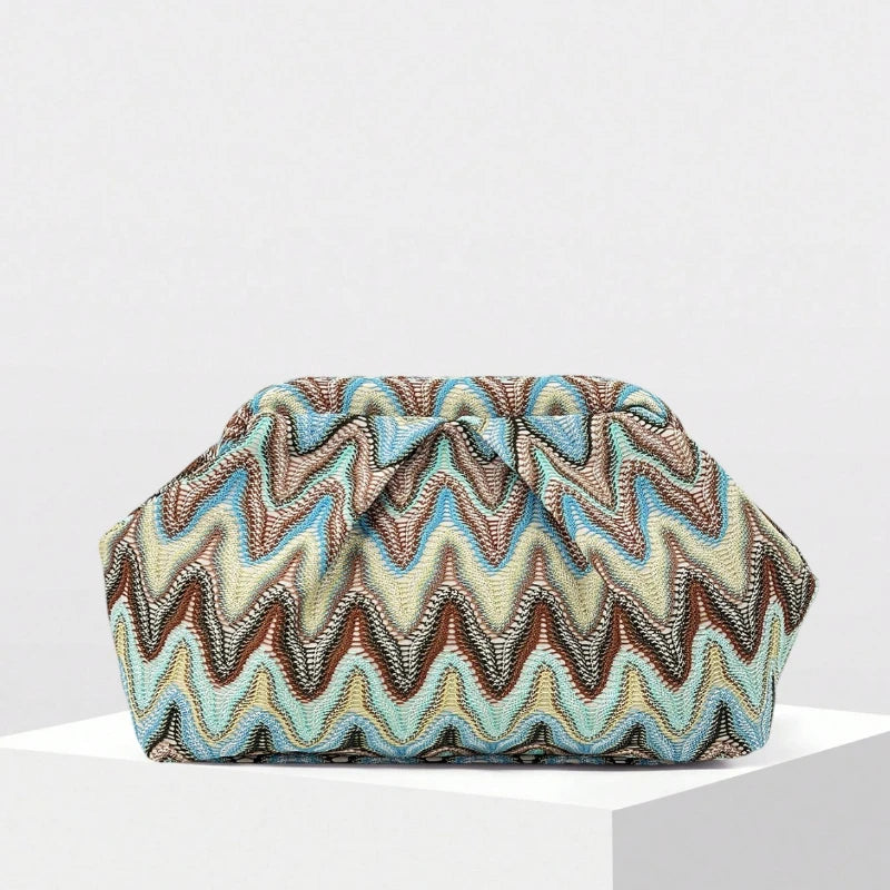 Bohemian Jacquard Clutch Bag – Women's Pleated Cloud Evening Purse