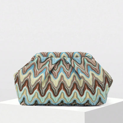 Bohemian Jacquard Clutch Bag – Women's Pleated Cloud Evening Purse