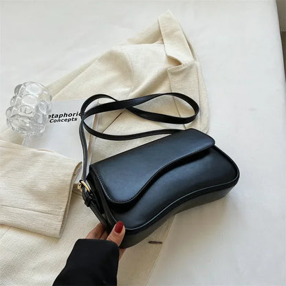 Vintage Leather Crossbody Bags Women Designer Female Small Flap Shoulder Underarm Bag Armpit