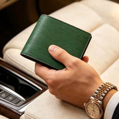 Epi Leather Bifold Wallet for Men – Hiram Beron Custom Name