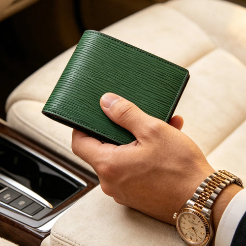Epi Leather Bifold Wallet for Men – Hiram Beron Custom Name