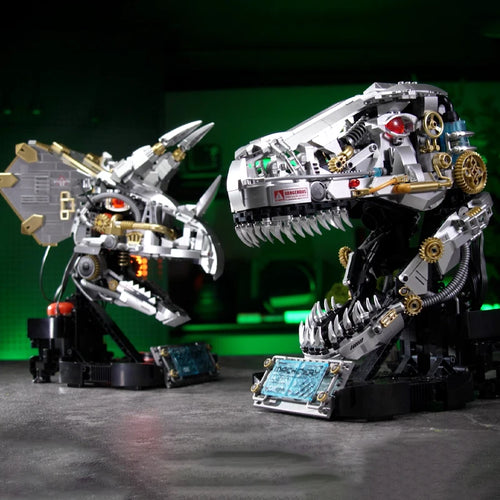 Mechanical Dinosaur Building Blocks Model – Electric T-Rex Skull Display Set