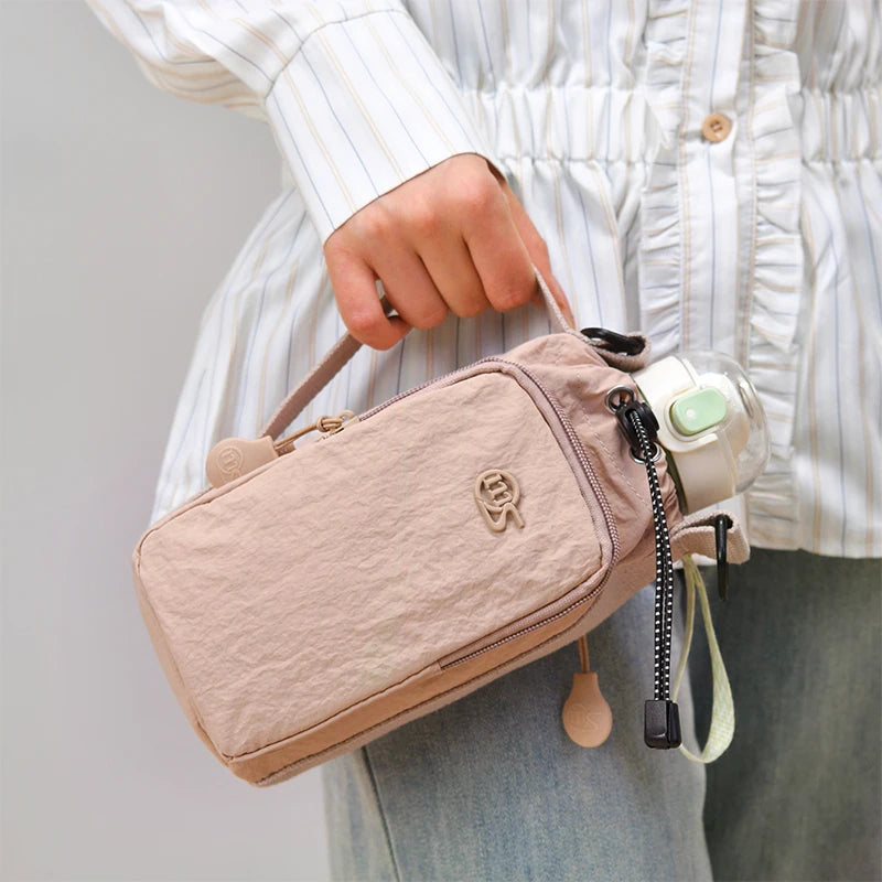 Lightweight Nylon Crossbody Bag with Water Bottle Holder