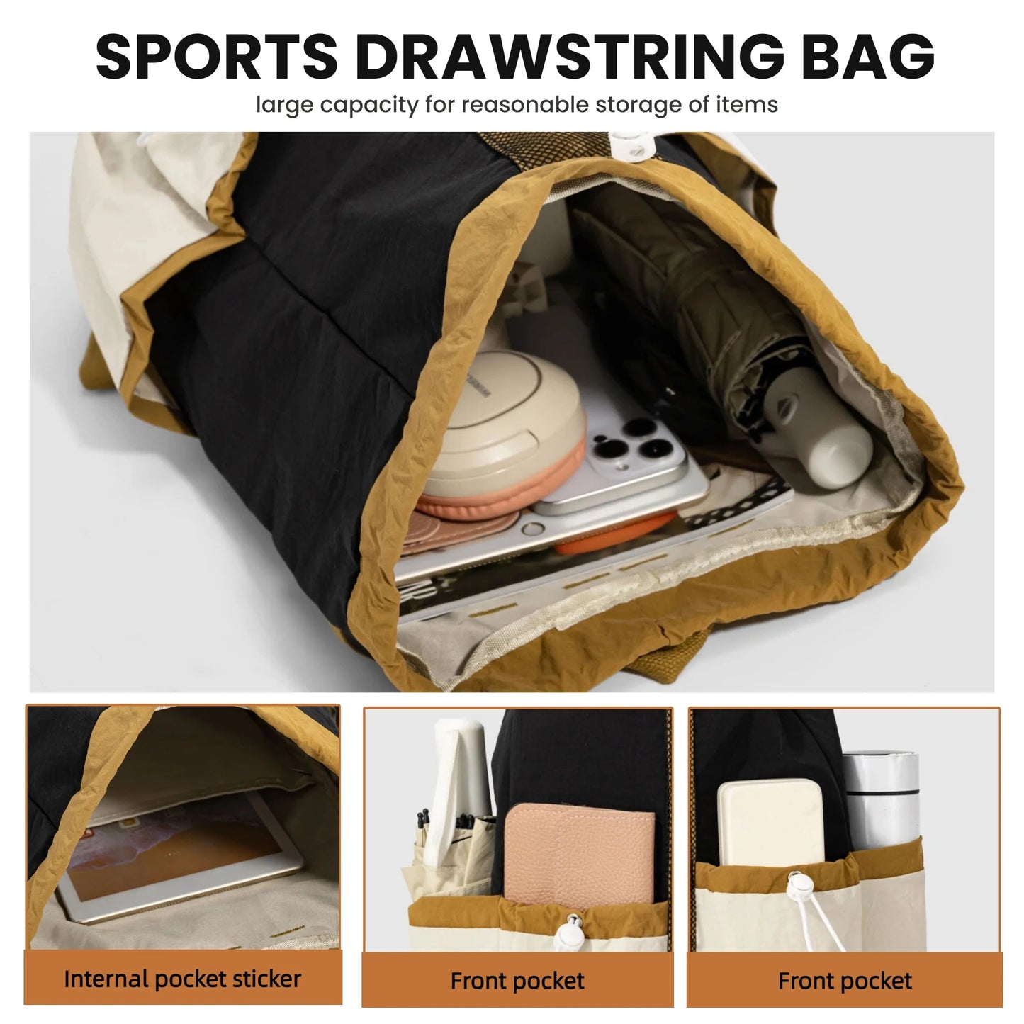 Drawstring Sports Backpack – Multi-Compartment Gym & Outdoor Bag