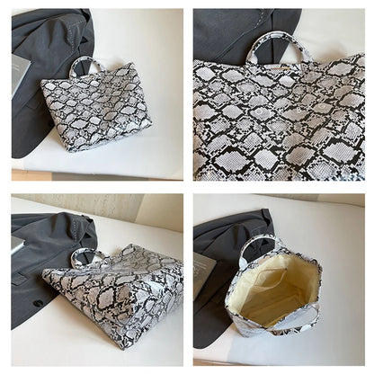 Snakeskin Pattern Tote Bag – Large Capacity Women's Shoulder Bag